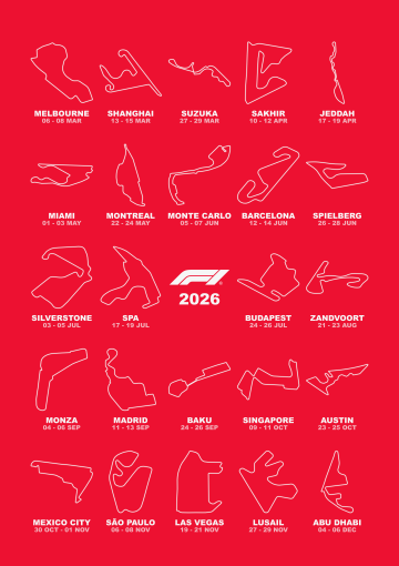 F1 Calendar 2026 Team Editions map poster preview