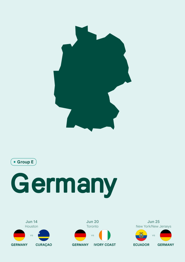 FIFA World Cup 2026 — Country Matches (Borderless) map poster preview