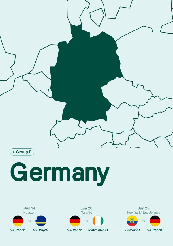 FIFA World Cup 2026 — Country Matches map poster preview