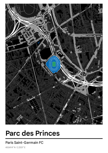 Ligue 1 2025/26 — 3D Dark map poster preview