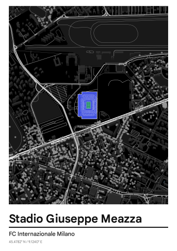 Serie A 2025/26 — 3D Dark map poster preview